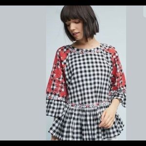 New Anthropologie Pankaj & Nidhi Gingham Tunic- S